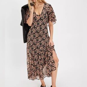 Free People Elisandra Floral Midi Dress XS NWT  Boho